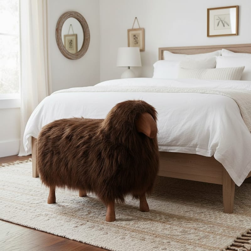 Fabric Wood Figurine with Casual Style and Decorative Wooden Accent - 31.25" - Brown