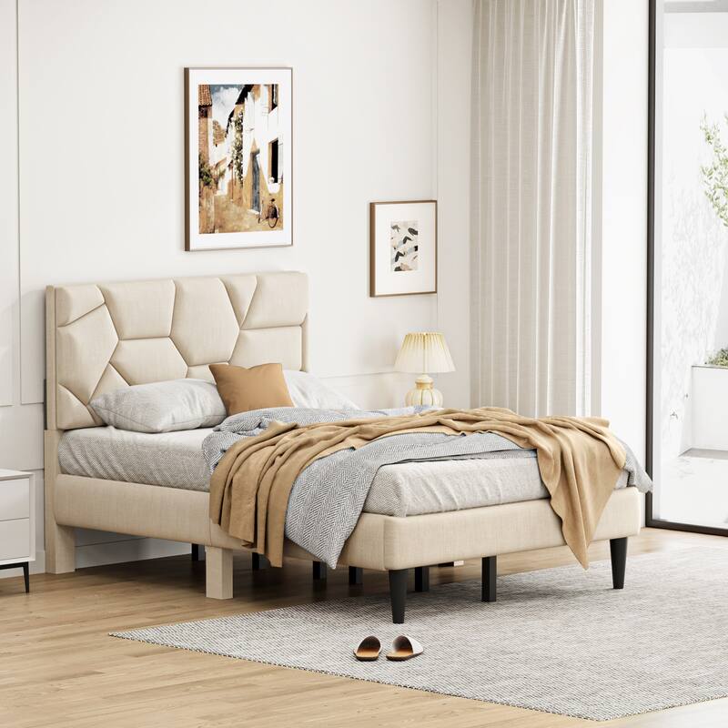 Full Platform Bed with Non-Slip Legs & Under-Bed Storage, No Box Spring Needed