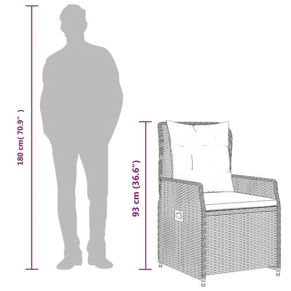 dimension image slide 2 of 4, vidaXL Garden Dining Set Black, Cream white - 31.5 x 31.5 x 29.1