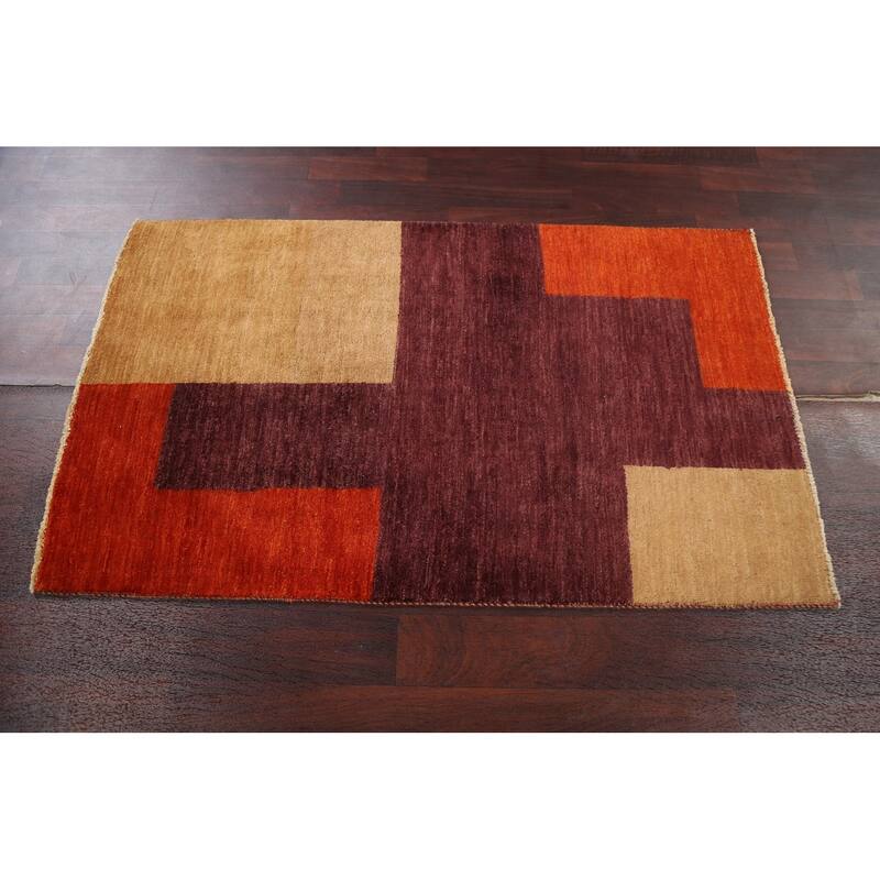 Contemporary Gabbeh Kashkoli Area Rug Wool Hand-knotted Office Carpet - 3'0" x 5'1"