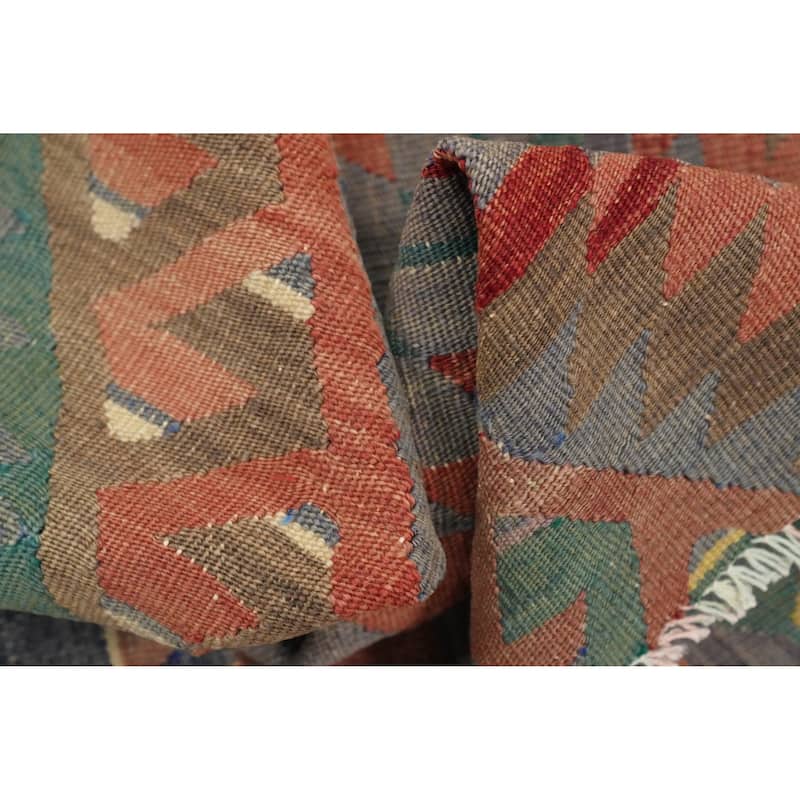 Hand Woven Oriental 100% Wool Carpet Southwestern Tribal Oranges & Rust Kilim Area Rug - 7' 0'' X 5' 8''