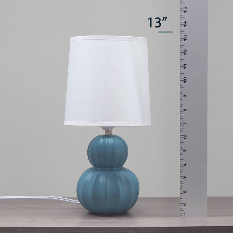 Stacked Double Gourd Ceramic Table Lamp with Tapered Shade - 12.5" - Teal Blue