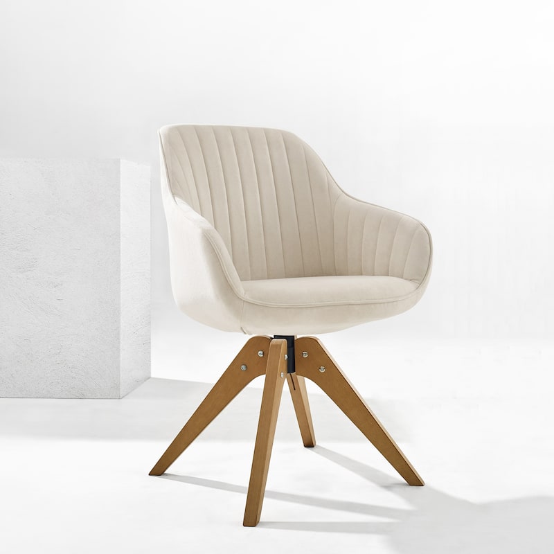 Art Leon Classical Swivel Office Accent Chair with Wood Legs