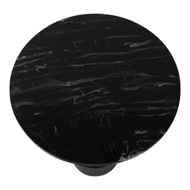 Accent Side Table with Polished Marble Top and Curved Base - 25"