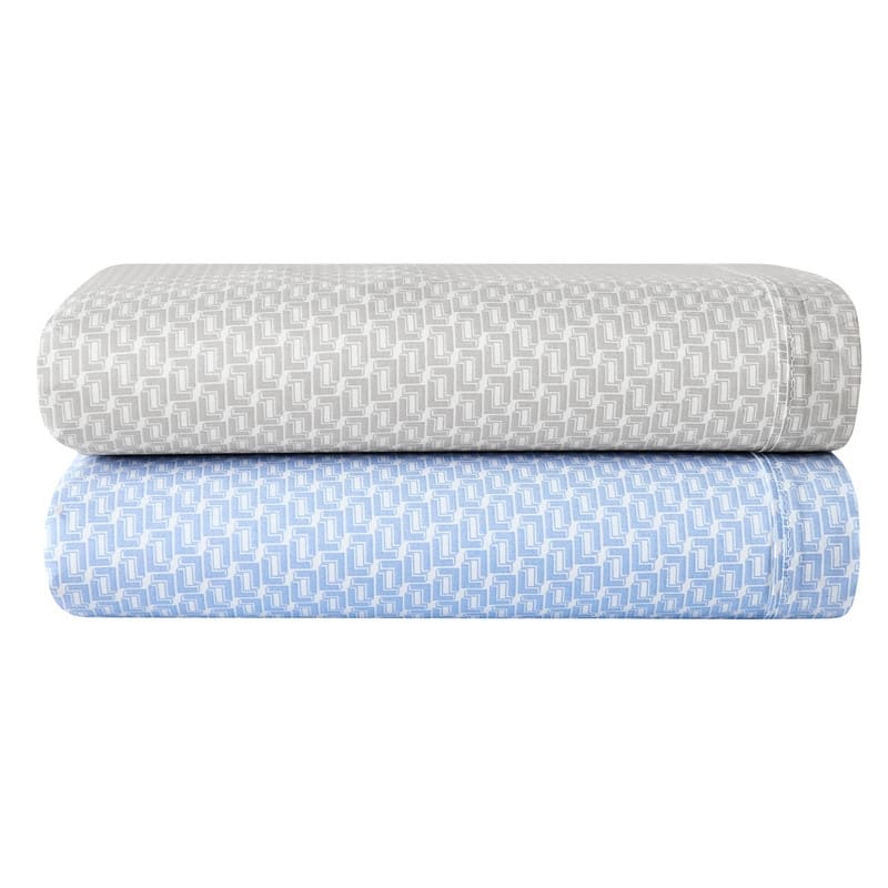 Lacoste Mini Geo Logo Percale Cotton 4-Piece Sheet Set