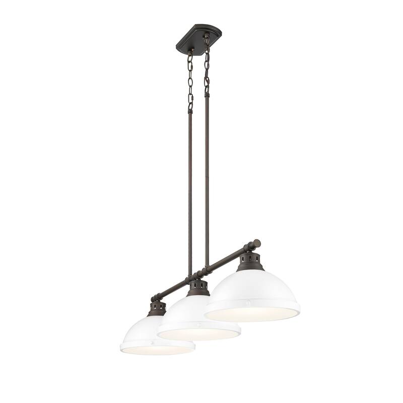 Yep by Golden Lighting Duncan 3-light Island Light in Rubbed Bronze and Matte White shade