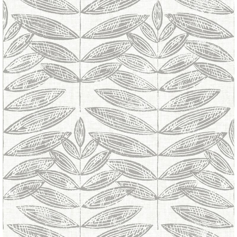 A-Street Prints Akira Grey Leaf Wallpaper