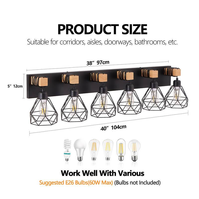 38" Modern Geometric 6-Light Vanity Light Fixture