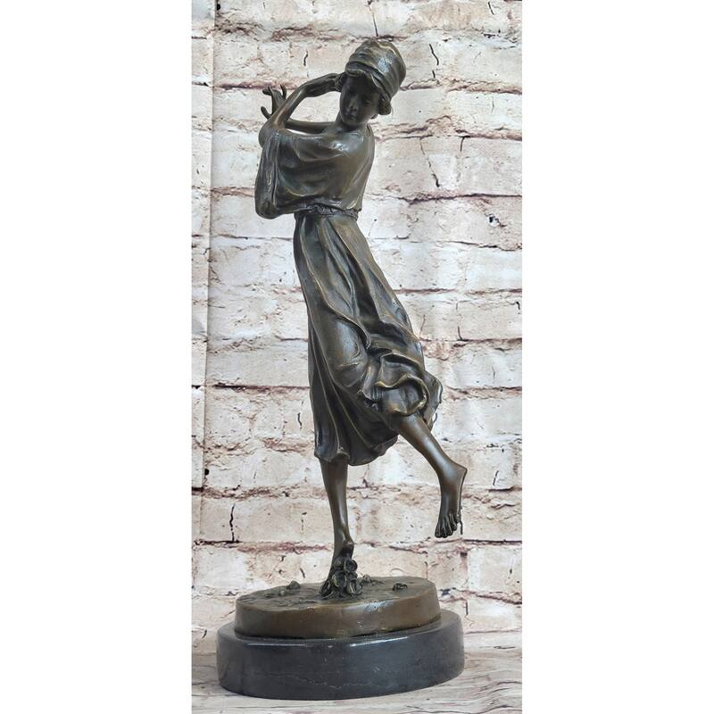 Dancing Woman Girl On One Foot Bronze Statue Sculpture Figure 16 Inches X 12 Inches