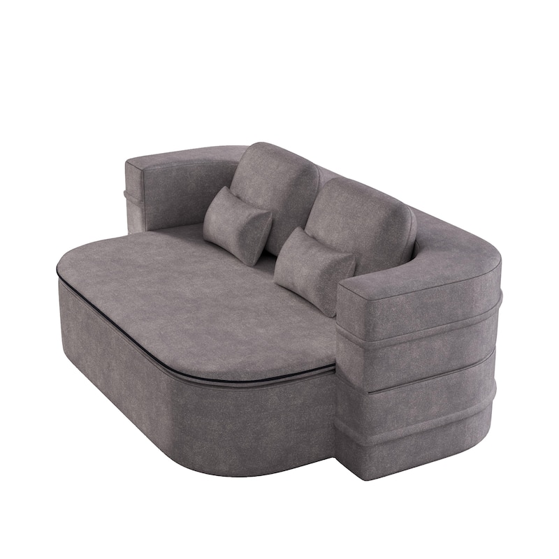 75 inch 2 in 1 Foldable Sofa Convertible Sleeper Foam with Blanket Chenille Floor Sofa