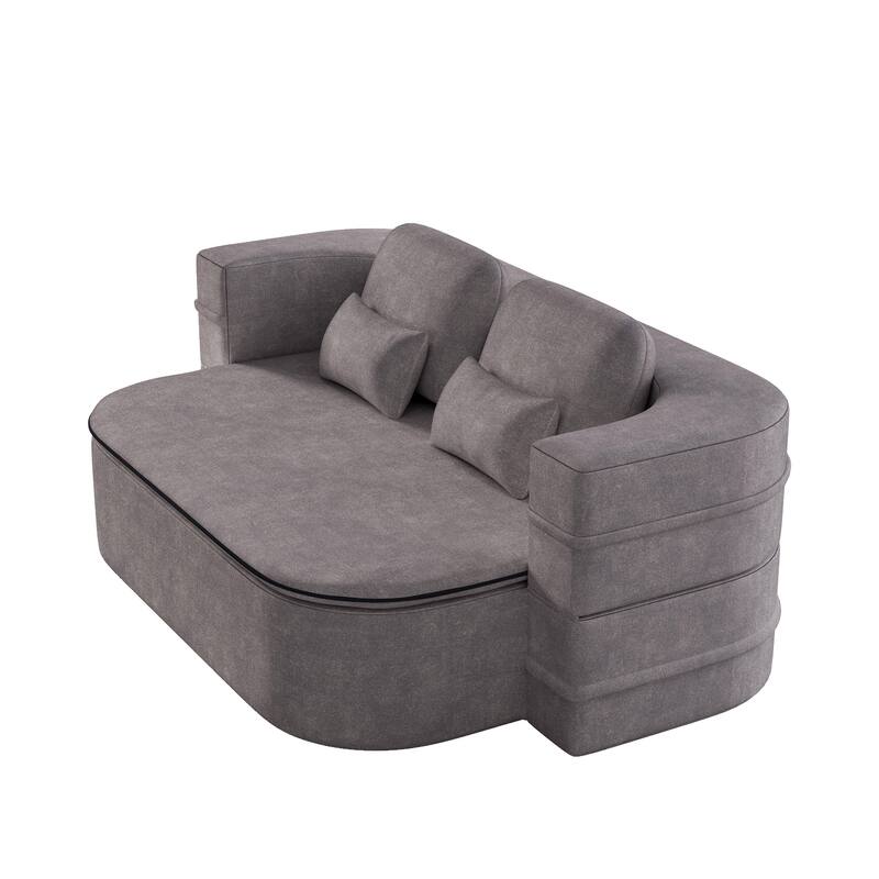 GDFStudio - Willoughby Chenille Foldable Sleeper Sofa Bed with Multi Functional Blanket