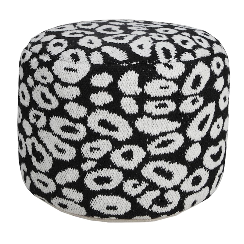 HomeRoots 18" Black Cotton Blend Ottoman