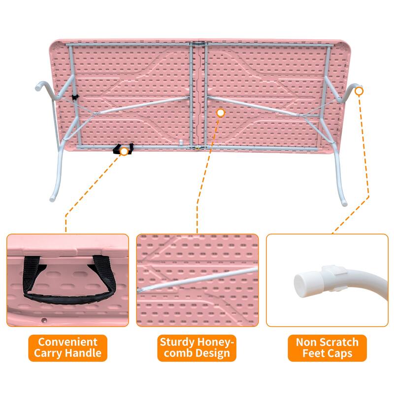 Folding Table,Portable Plastic Table for Camping,Picnics,Parties,High Load Bearing Foldable Table