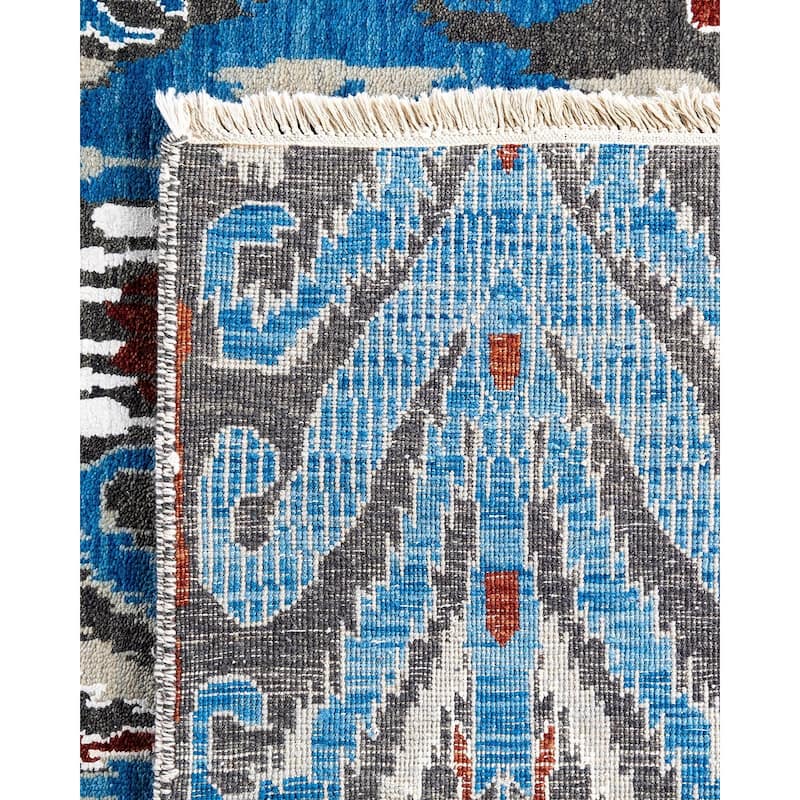 Ikat One-of-a-Kind Hand-Knotted Area Rug - Rust, 9' 0" x 12' 0" - 9' 0" x 12' 0"