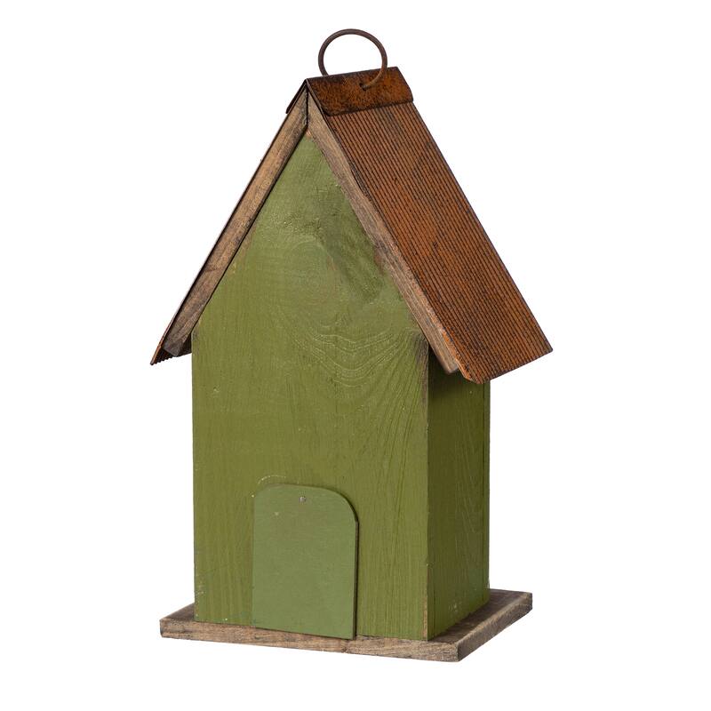 Glitzhome 11.75"H Wooden Hand Painted Distressed Birdhouse