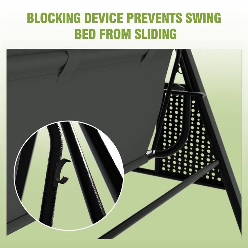 VEIKOUS 3-Seat 2-in-1 Convertible Patio Porch Swing with Adjustable Canopy Swing and Cushion