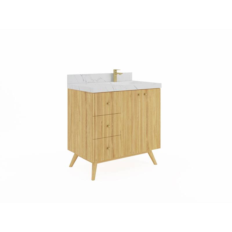 Willow Collections 36 in. W x 22 in. D Pasadena Solid Te Right Offset Sink Bathroom Vanity with Countertop