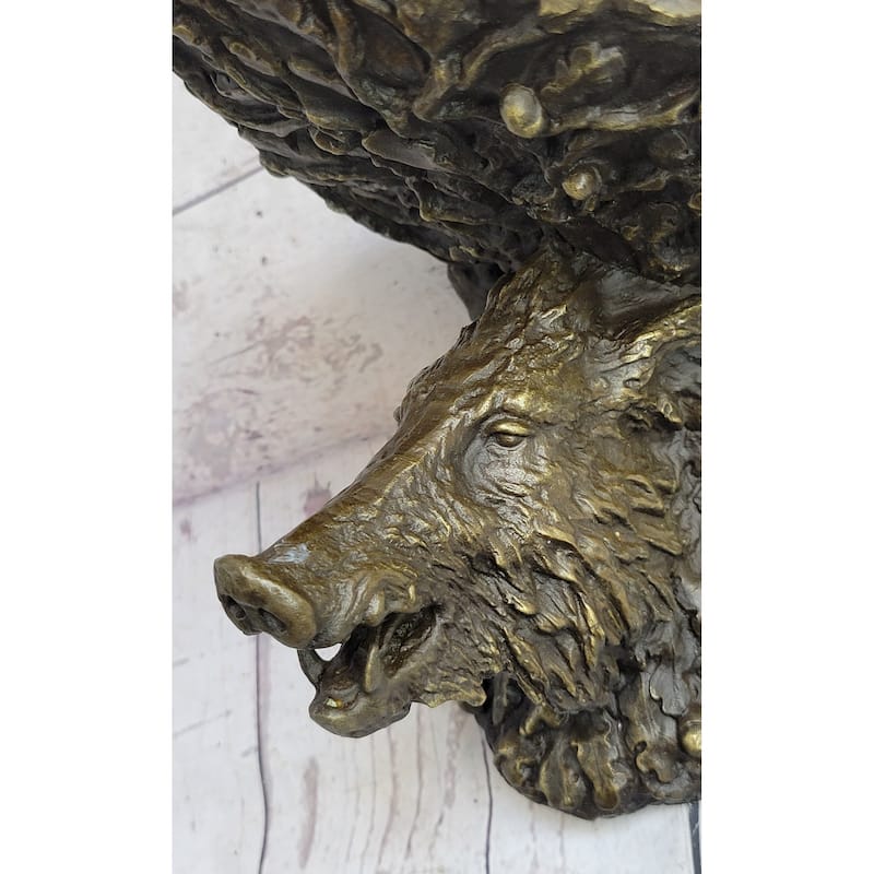 Heavy Solid Cast Bronze Wall Brackets Sconces Shelf Boars Acorns Sculpture Gift