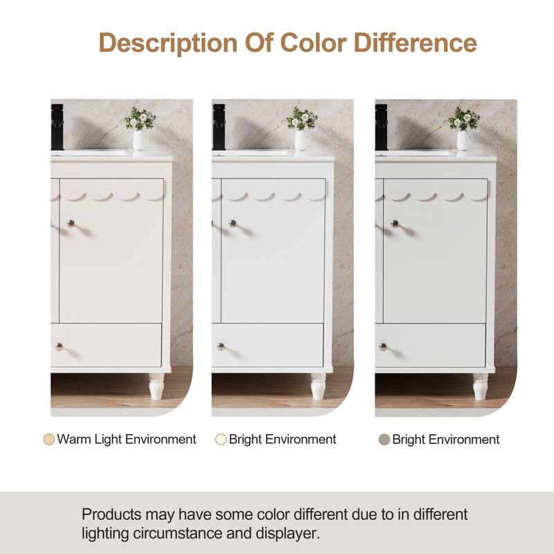 Lace Trim Freestanding Bathroom Vanity Set - Perfect for Bathrooms