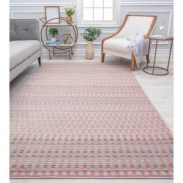 slide 2 of 5, Jaxon Geometric Classic Pink Area Rug by Issaac Mizrahi 2' X 4'