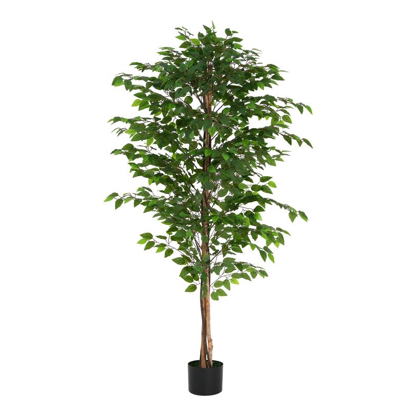 Christopher Knight Home - Majestic 74" Artificial Ficus Tree with Pot, Lush Greenery for Your Home - Wood