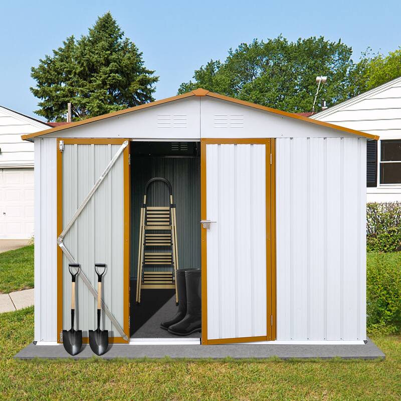 Metal garden sheds 6ftx8ft outdoor storage sheds - yellow