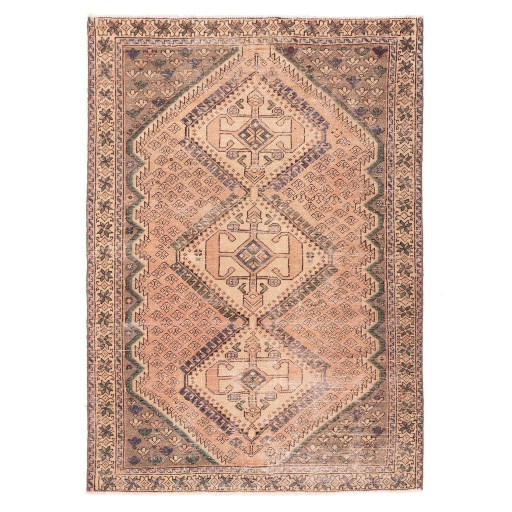 ECARPETGALLERY Hand-knotted Antalya Vintage Copper Wool Rug - 4'5 x 6'4
