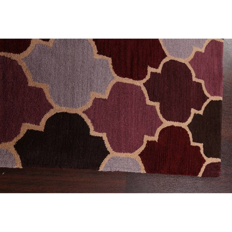 Modern Geometric Trellis Oriental Area Rug Hand-tufted Wool Carpet - 3'0" x 5'0"