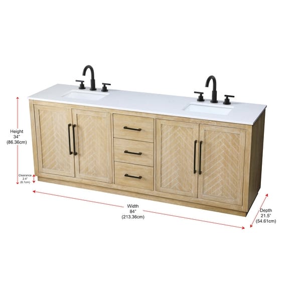 dimension image slide 0 of 2, Elegant Lighting VF29084D Chase 84" Free Standing Double Basin Vanity