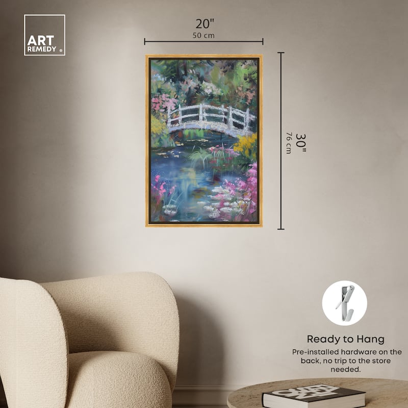 Art Remedy Hidden Garden Framed Impressionism 1 Piece Canvas Wall Art /Monet And Van Gogh Inspired Art