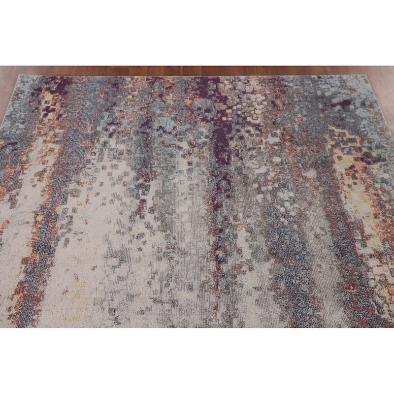 Grey Abstract Turkish Area Rug Machine Made Carpet - 5'0" x 8'0"