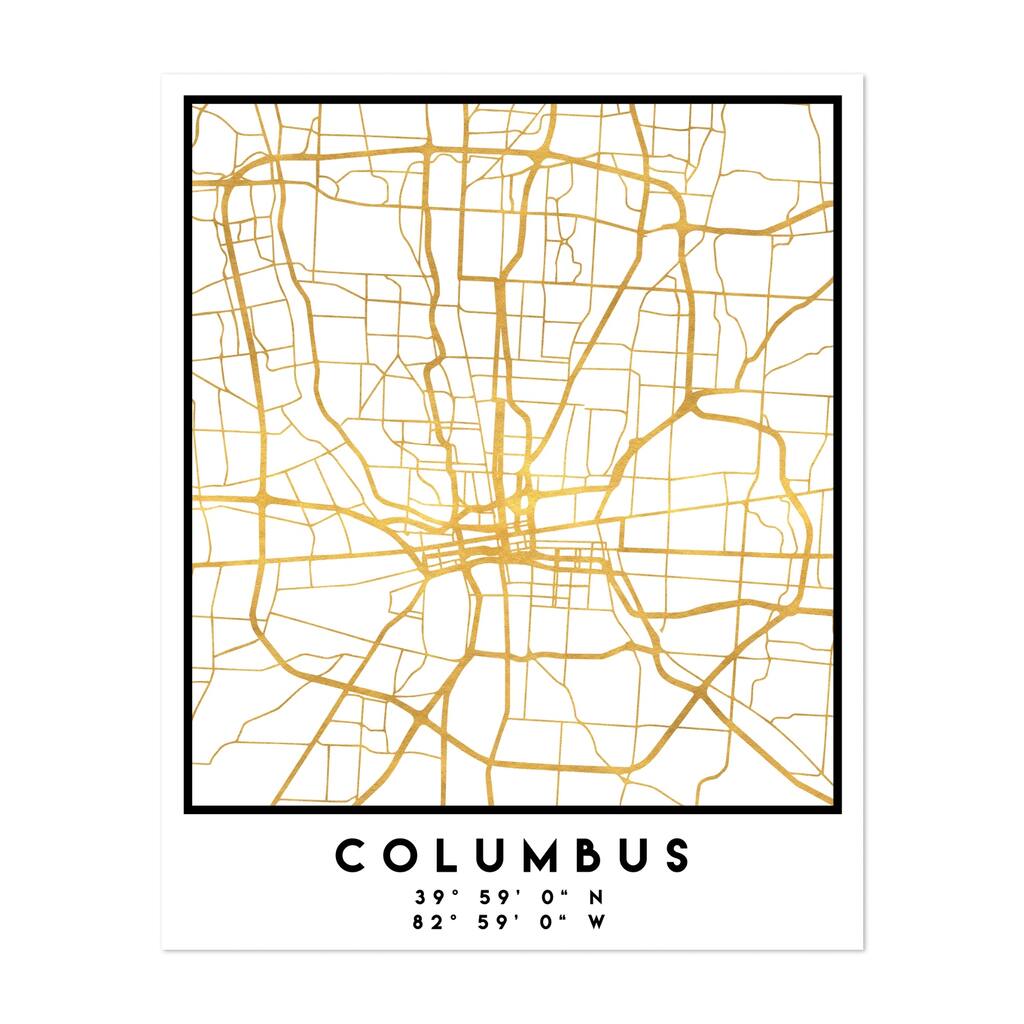 Columbus Columbus Street Map Maps Minimal Urban Art Print/Poster