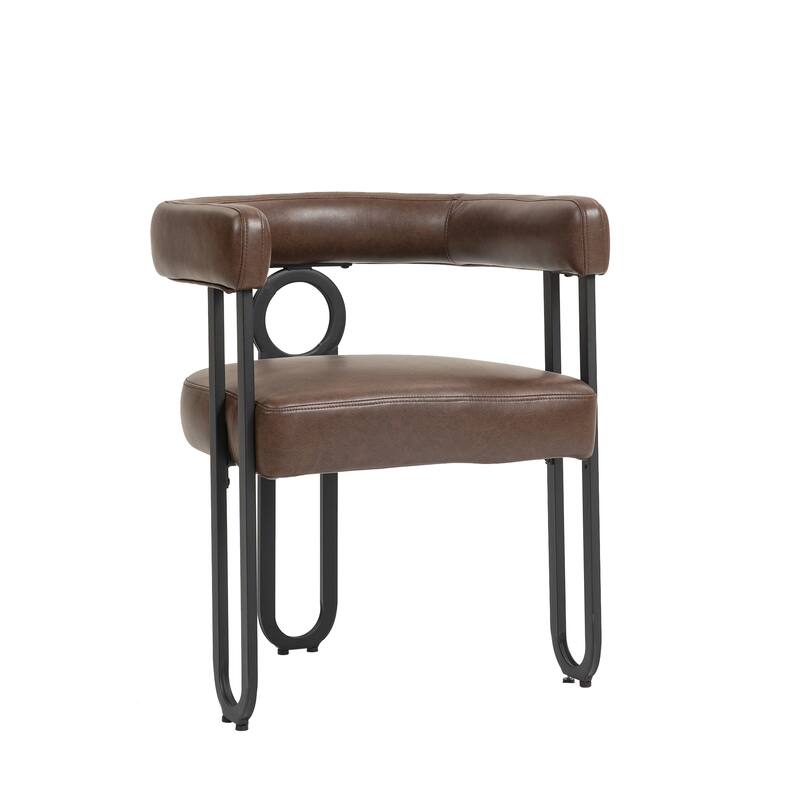 PU Accent Chair Dining Chair Barrel Side Chairs Armchair Set of 2