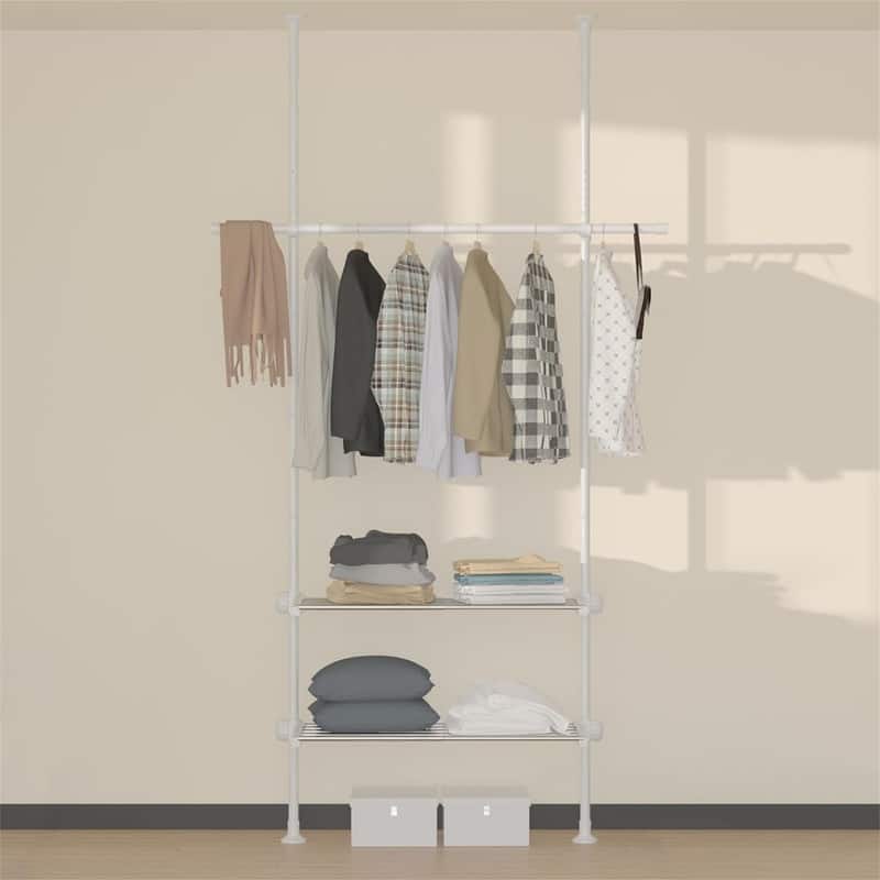 Adjustable Free Standing Closet Organizers - 9.8"D x 28"W x 125"H - White
