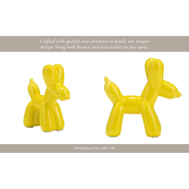 Sagebrook Home Ceramic Balloon Dog Figurine - Modern Decorative Accent Sculpture