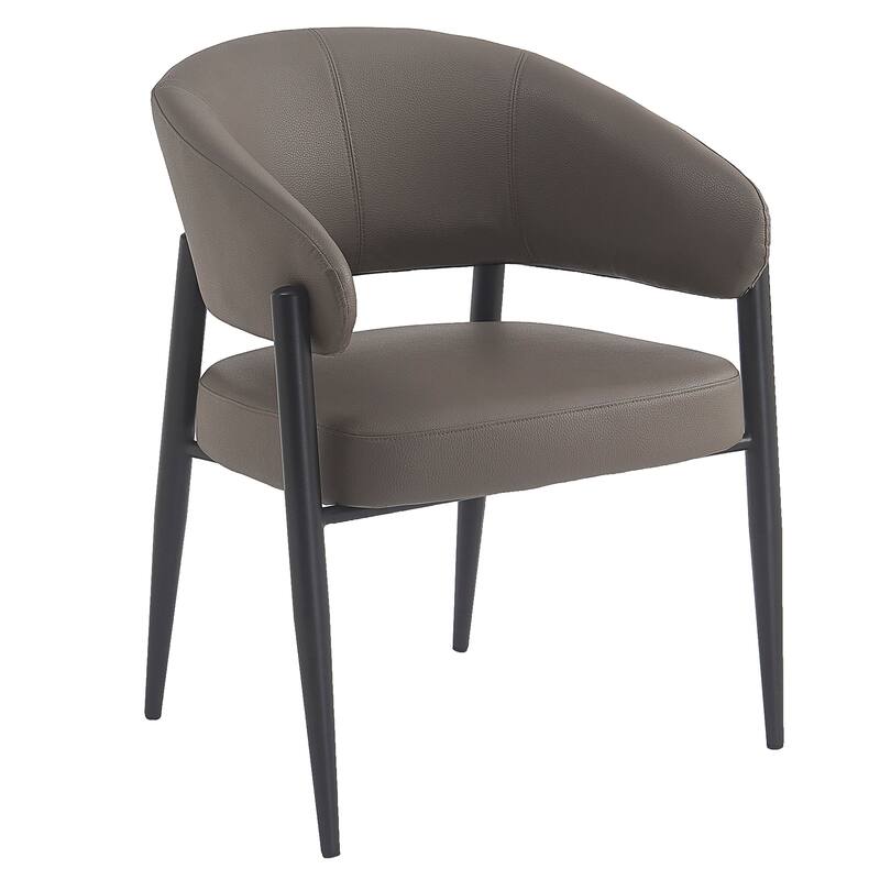 Modern Faux Leather and Metal Dining Chair, Set of 2 - Stone