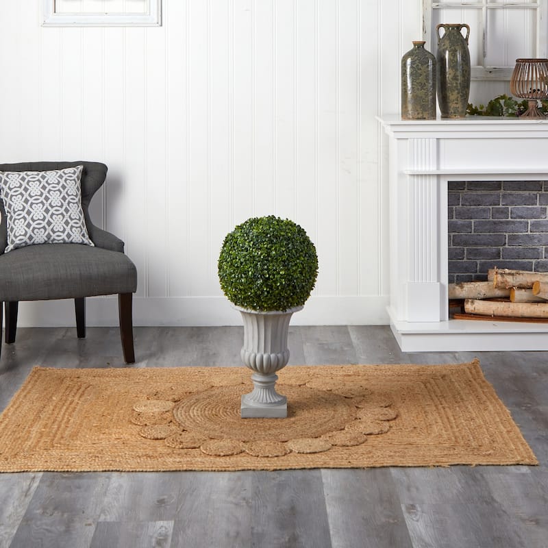 Vintage Topiary Plant - 30" Indoor Outdoor DÃ©cor - Gray Urn - Green Leaves - Home Garden Accent - 0.21ft.