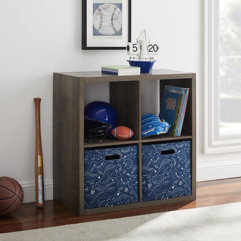 Cubby Storage Cabinet - 4 Shelf Organizer, Espresso Finish, Floor Mount, Compact Storage Solution