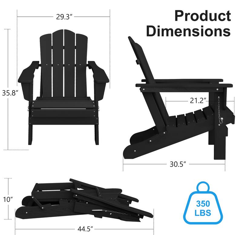 Plastic Folding Outdoor Patio Adirondack Chair With Slat Seat