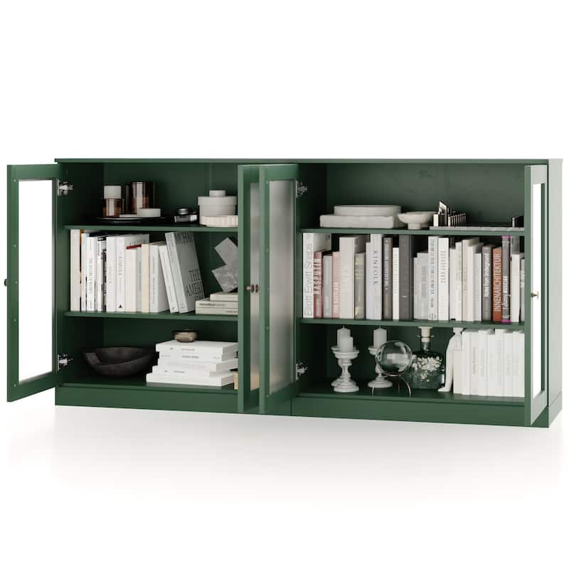 Palace Imports 100% Solid Wood 64" Sideboard with Frosted Glass Doors and Adjustable Shelves