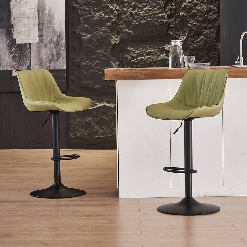 Adjustable Swivel Bar Stools Set of 2 Modern Upholstered Counter Stools