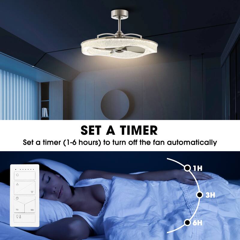 Perimost 33" Modern Brushed Nickel ABS 3-Blade LED Bladeless Ceiling Fan with Remote