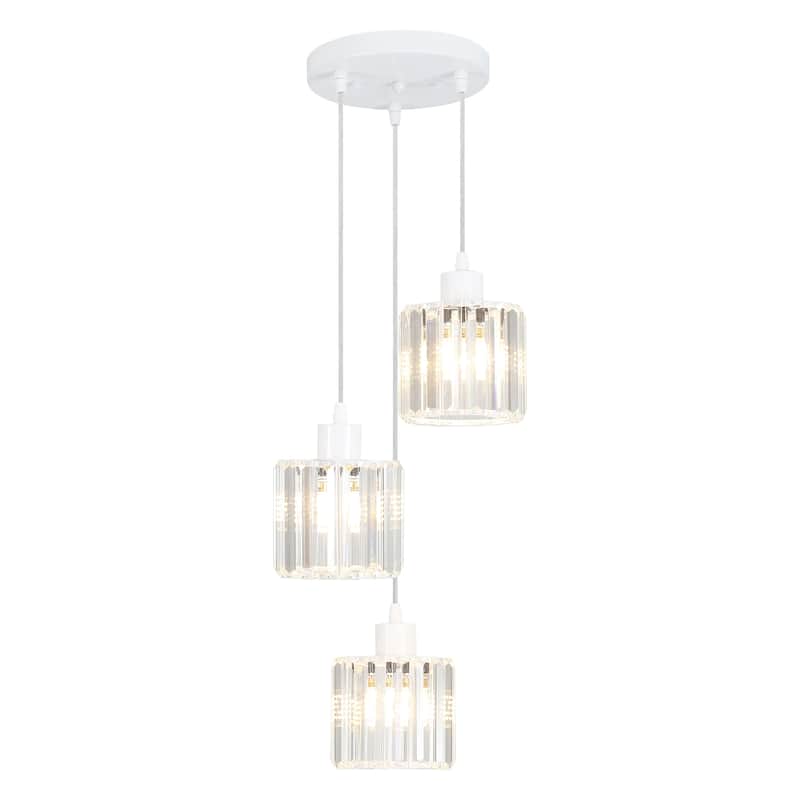 Modern 3-Light Crystal Chandelier, Kitchen Island Pendant Lights, Classic Semi Flush Mount Chandelier for Dining Room