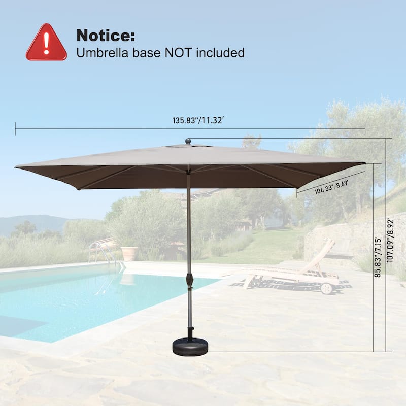 Crank Lift and Tilt Patio Umbrella with Wind Vent, Grey