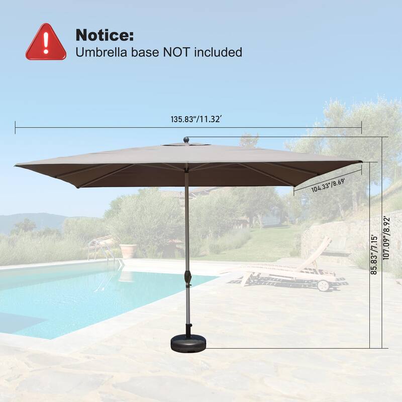Rectangle Patio Umbrella With Crank Lift And Tilt Function,Beige(Base Not Included)