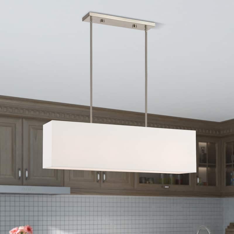 Livex Lighting 4-light Brushed Nickel Indoor Chandelier, 41155-91 - 36" L X 8.5" W X 11.5" - 47.5" ADJ H