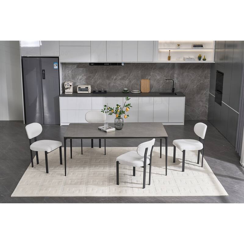 Sophisticated Set of 2 Mid-Century Dining Chairs with Stylish Design - Beige and Black