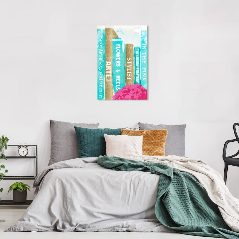 Wynwood Studio Canvas Fashion and Glam My Lovely Bookshelf Blue and Tiffany Blue Glam Wall Art Canvas Print - 24 x 16