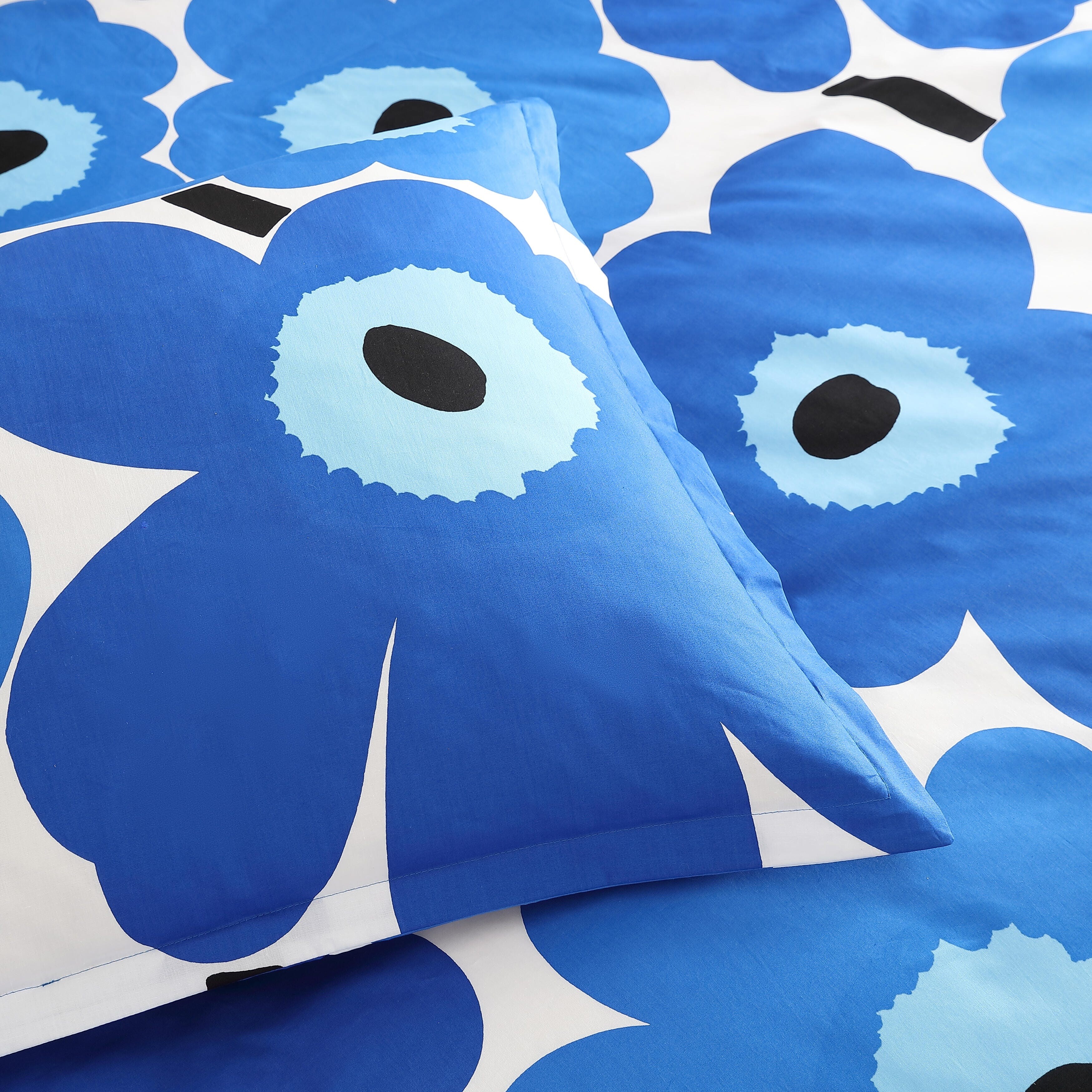 Marimekko Unikko Blue Cotton Reversible Duvet Cover Set - Bed Bath