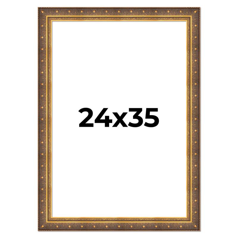 24x35 Frame Vintage Gold Solid Wood Picture Frame | 2.5 Inch Moulding